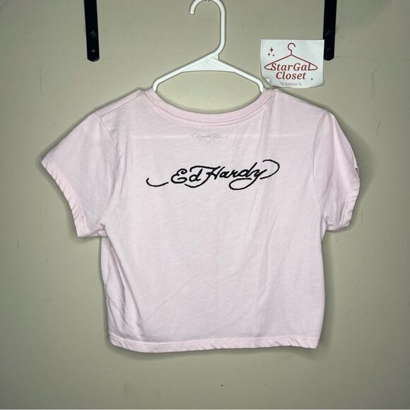NWOT | Ed Hardy | Brave Hearts Never Die | Pink | Crop Top | XL - Picture 6 of 7